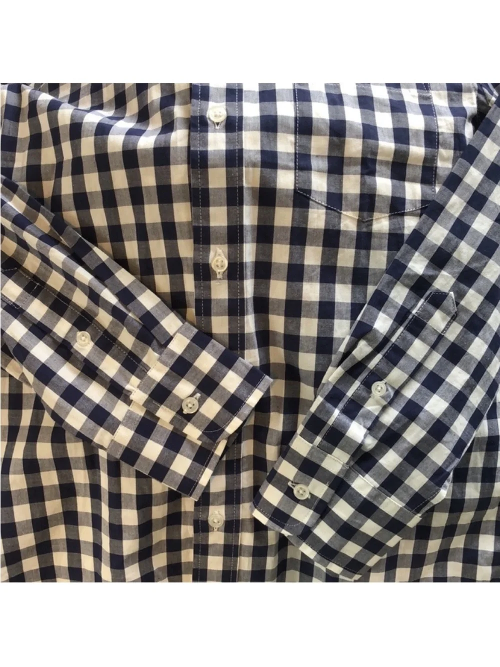 J. Crew Crewcuts Boys' Navy White Gingham Button Down Collared Shirt NWT 8